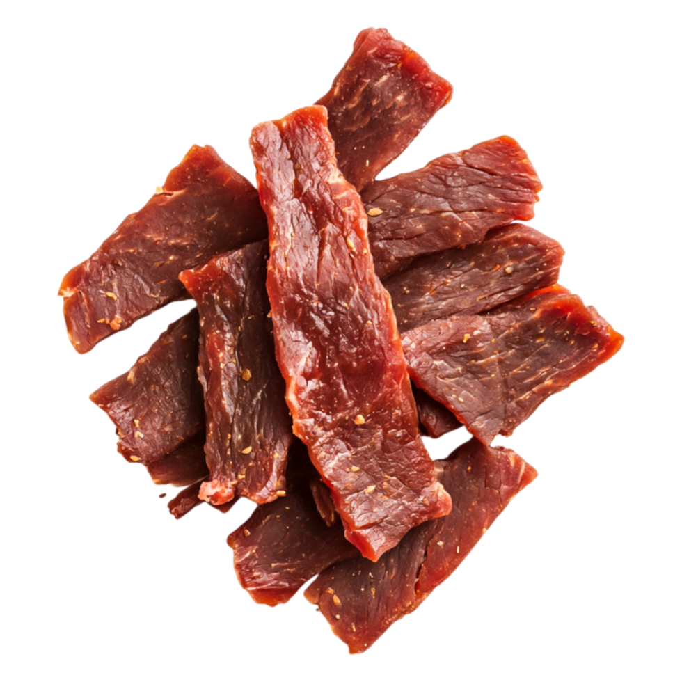 Premium Dried Beef Jerky Pile Ready for Snacks and Meals png