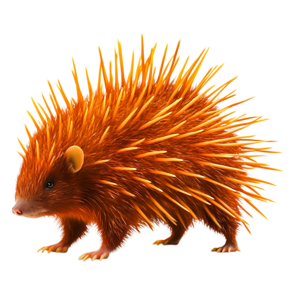 Cute Porcupine with Vibrant Quills and Adorable Expression png