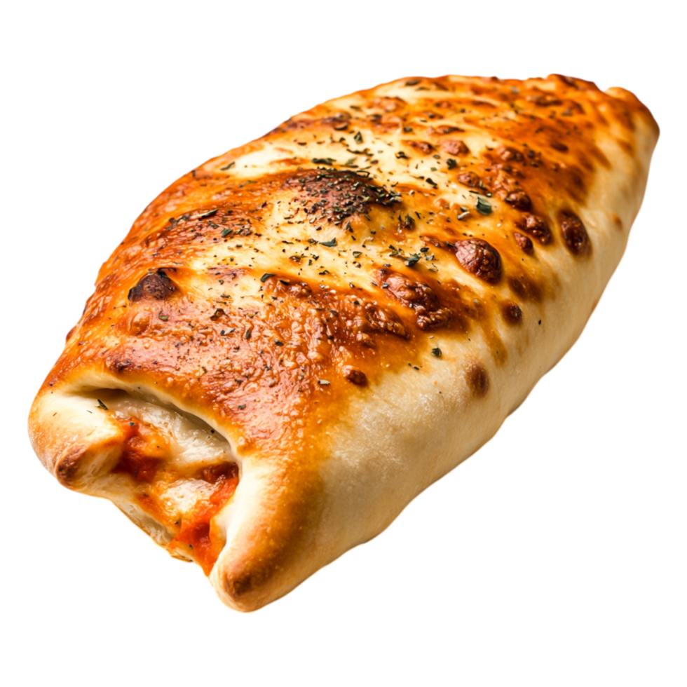 Golden Brown Calzone with Flaky Crust and Savory Ingredients png