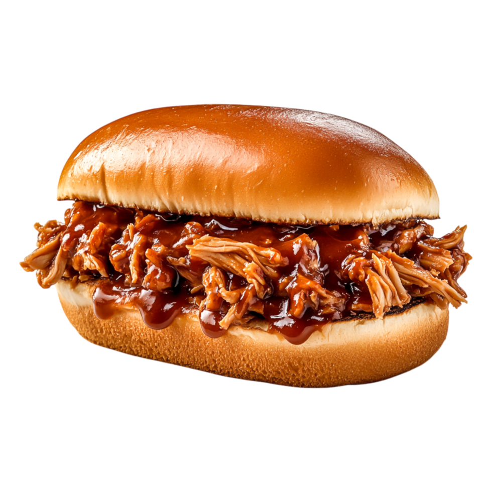 Delicious Pulled Pork Sandwich with Savory Barbecue Sauce png
