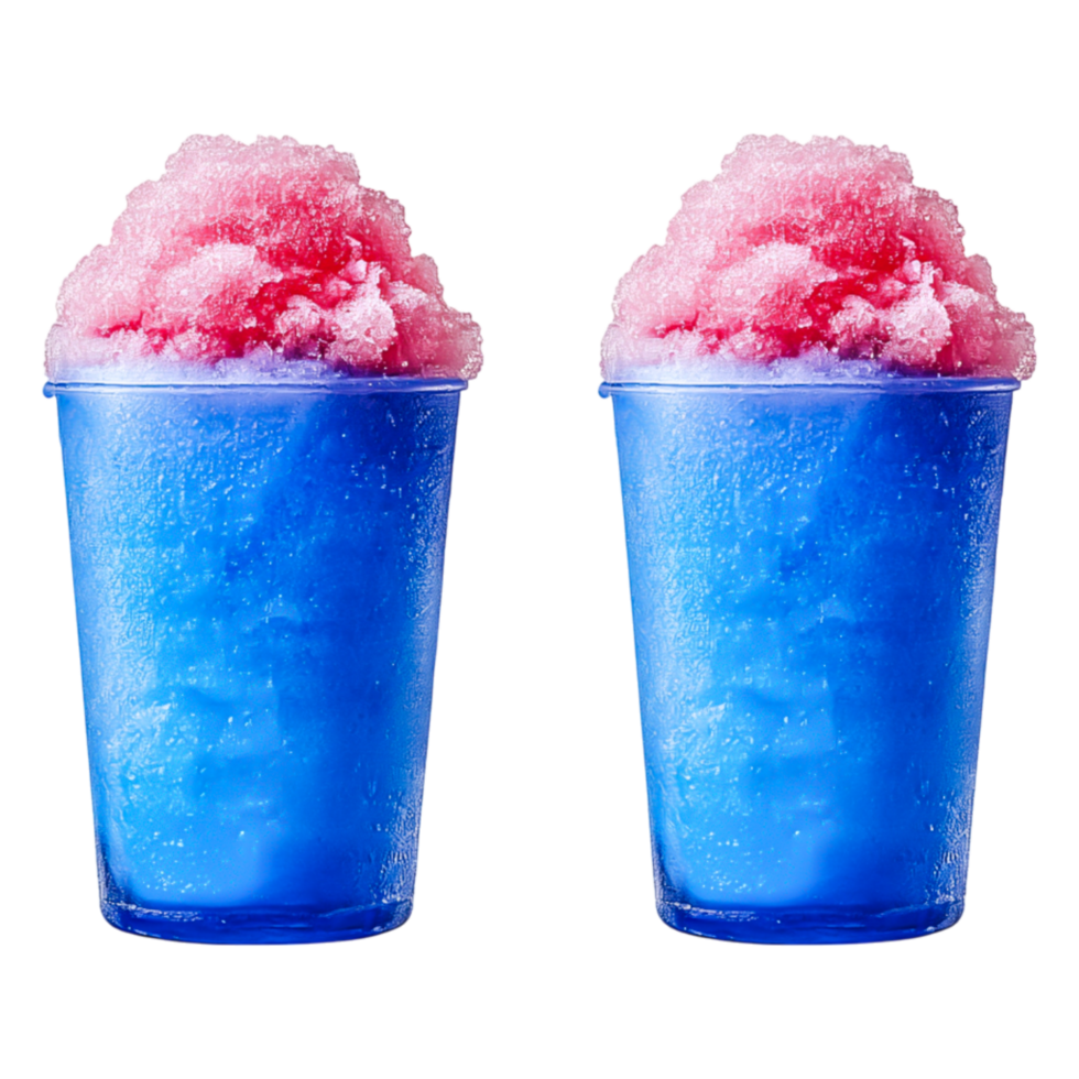 Refreshing Blue Raspberry and Strawberry Slushie in Clear Cups png