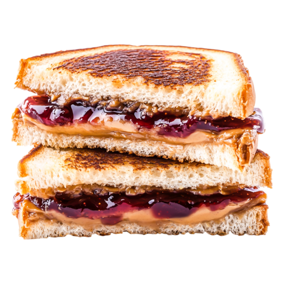 Delicious Peanut Butter and Jelly Sandwich with Toasted Bread Layers png