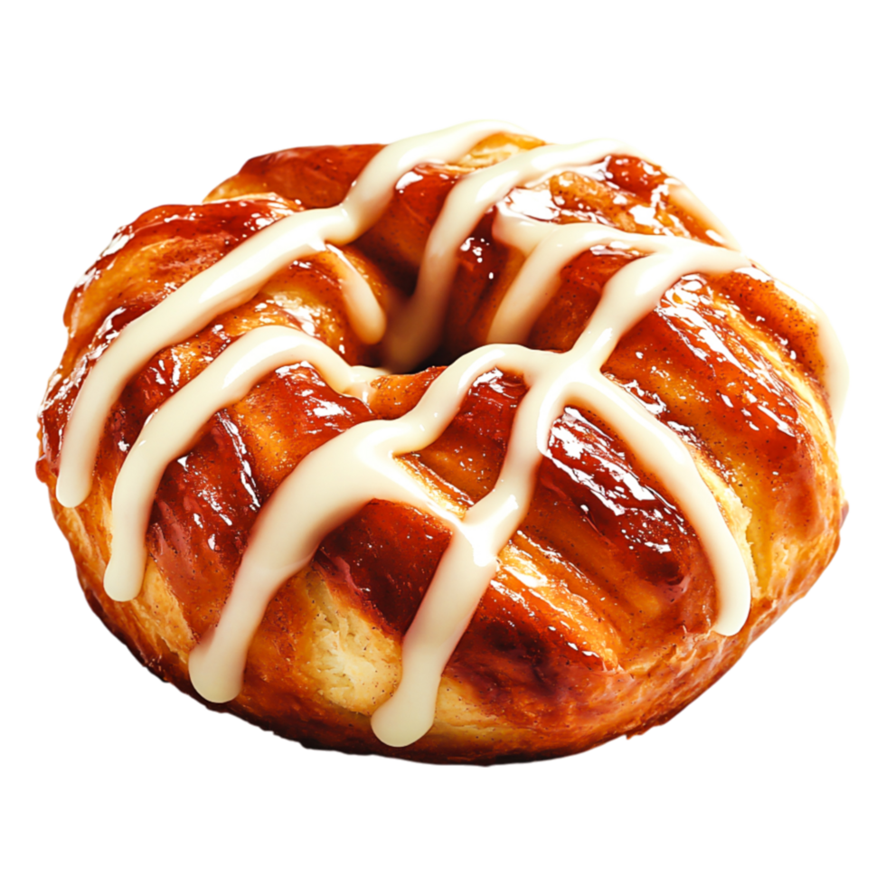 Delicious Cinnamon Roll with Sweet Frosting Glaze on Top png