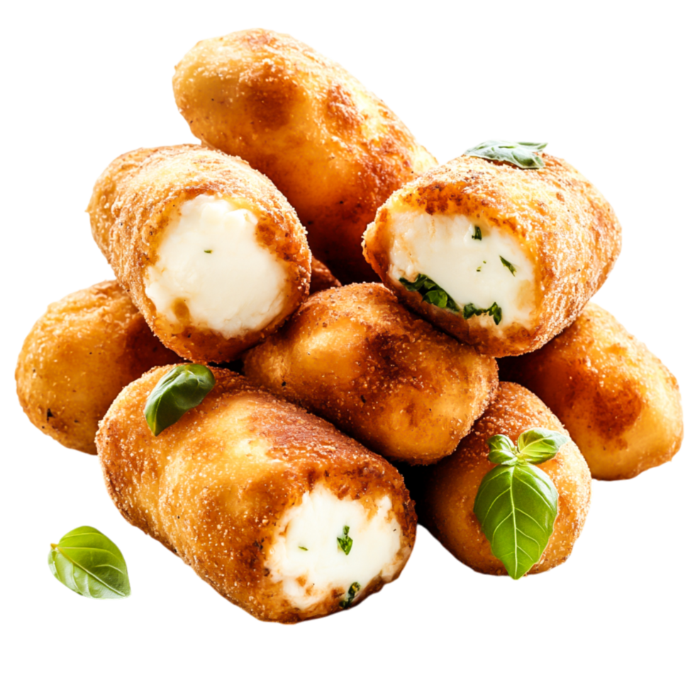 Golden Fried Potato Croquettes with Creamy Filling and Herbs png