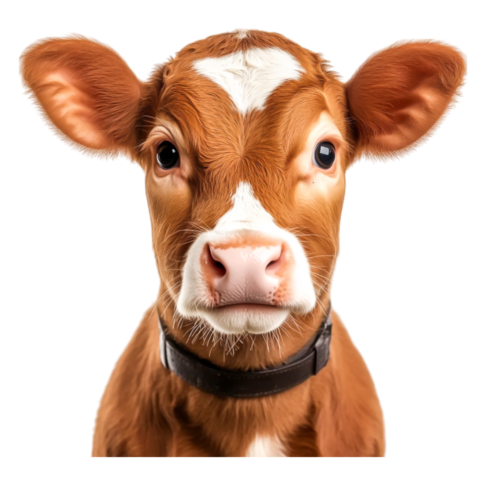 Adorable Young Calf with Soft Fur and Bright Eyes Looking Forward png