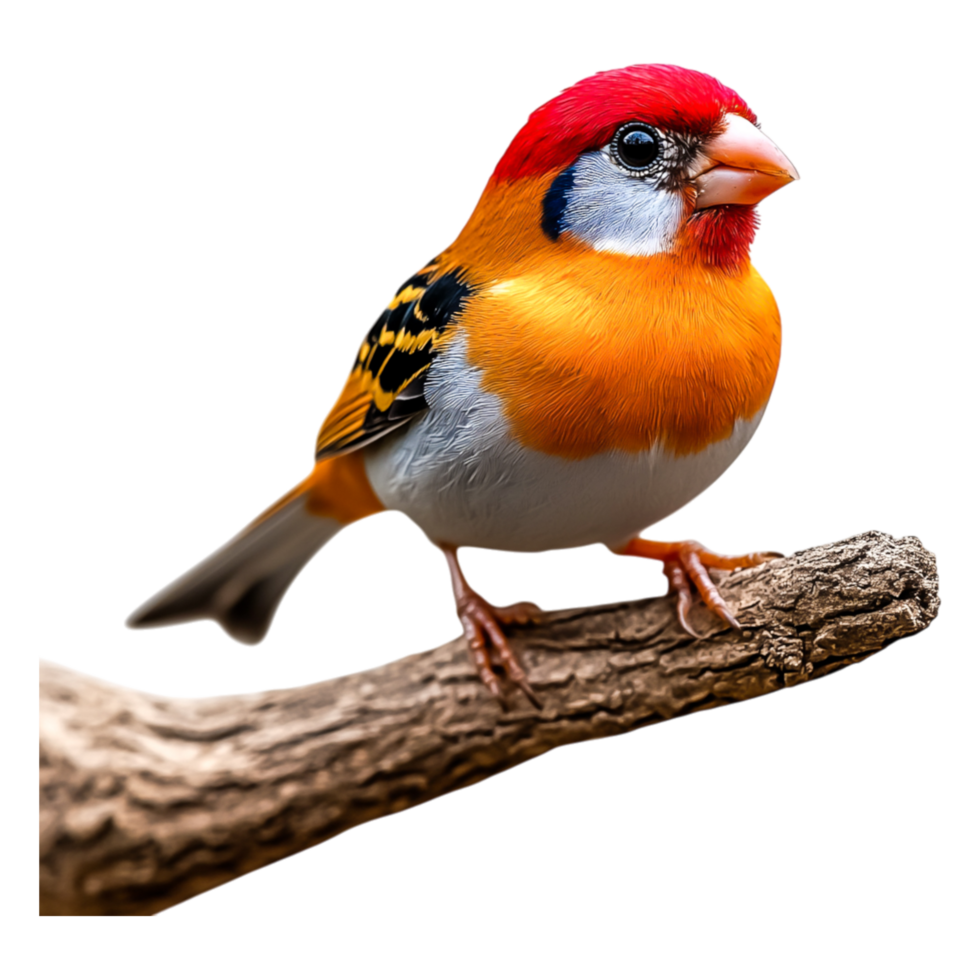 Colorful Bird on Branch with Vibrant Feathers and Bright Beak png