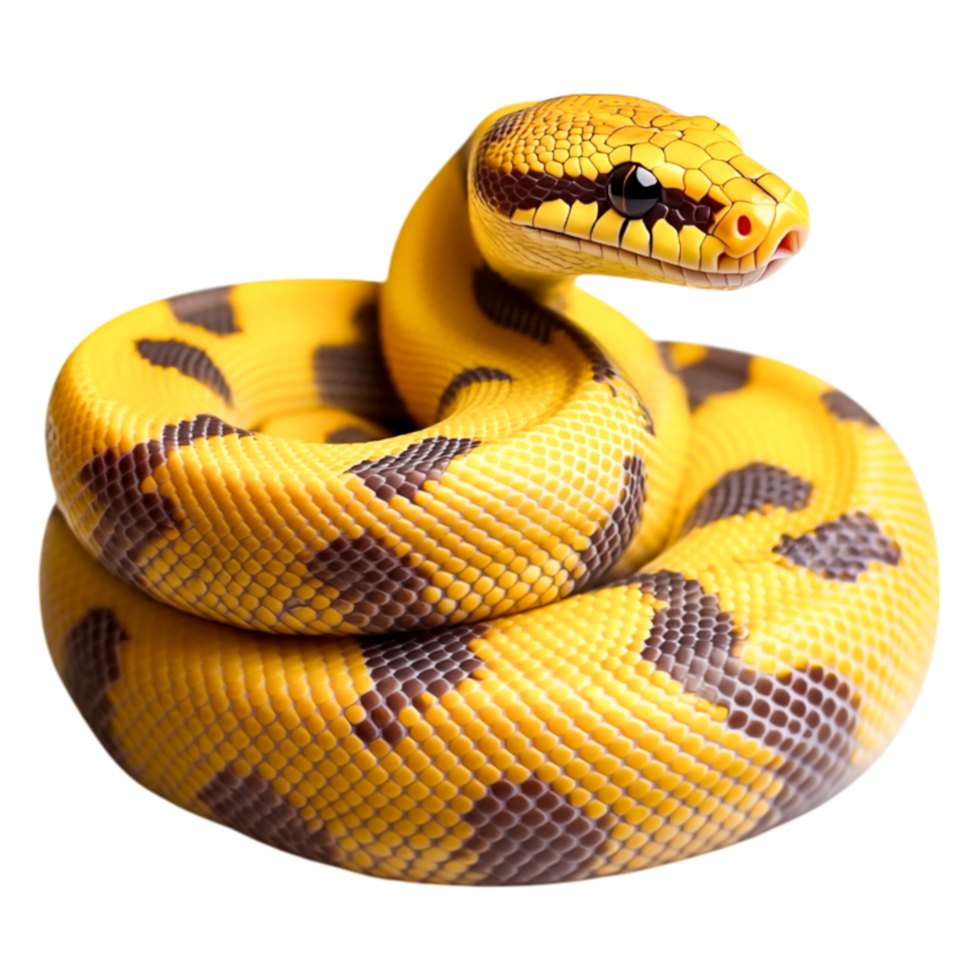 Vibrant Yellow Python Striking Pose on png