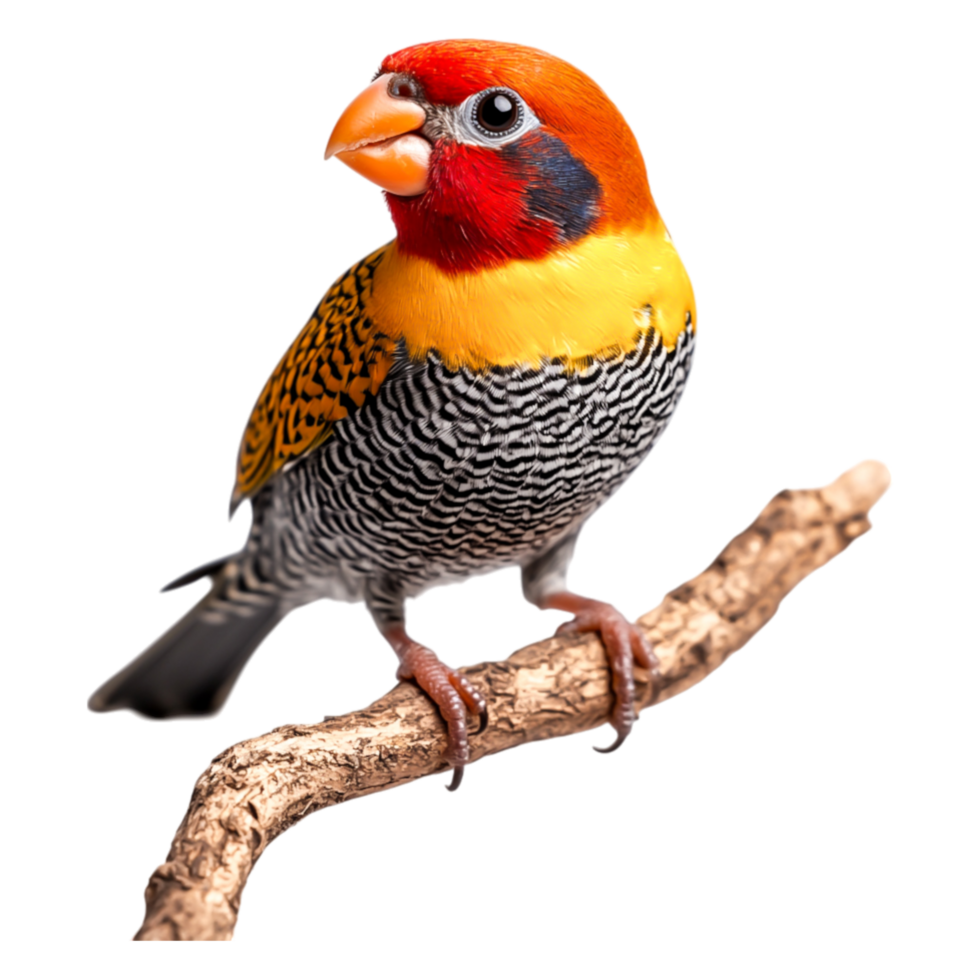 Vibrant Bird with Orange and Yellow Feathers Perched on Branch png