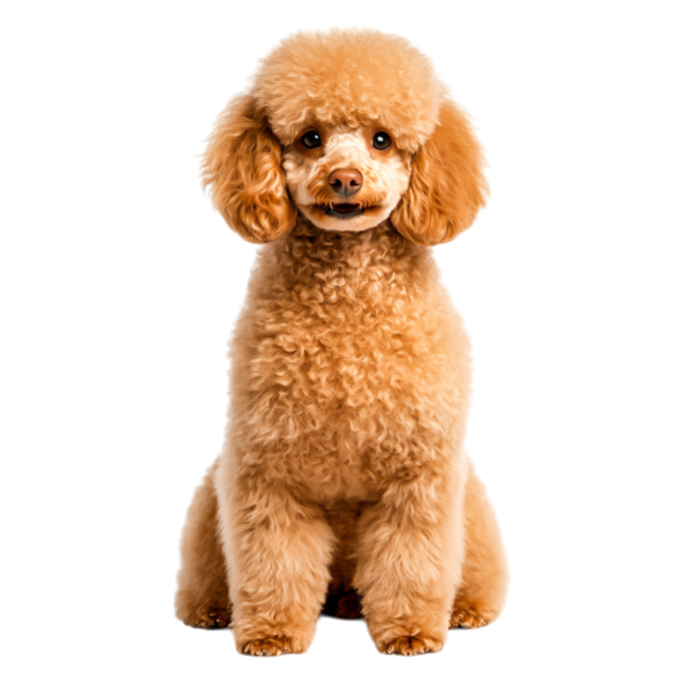 Adorable fluffy dog with golden fur posing for a cheerful portrait png