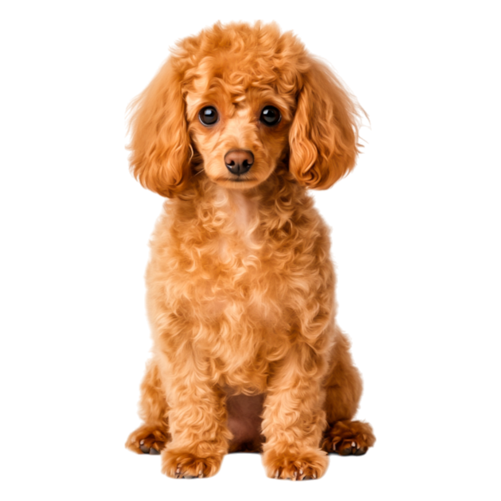 Adorable Small Poodle Puppy with Fluffy Coat and Expressive Eyes png
