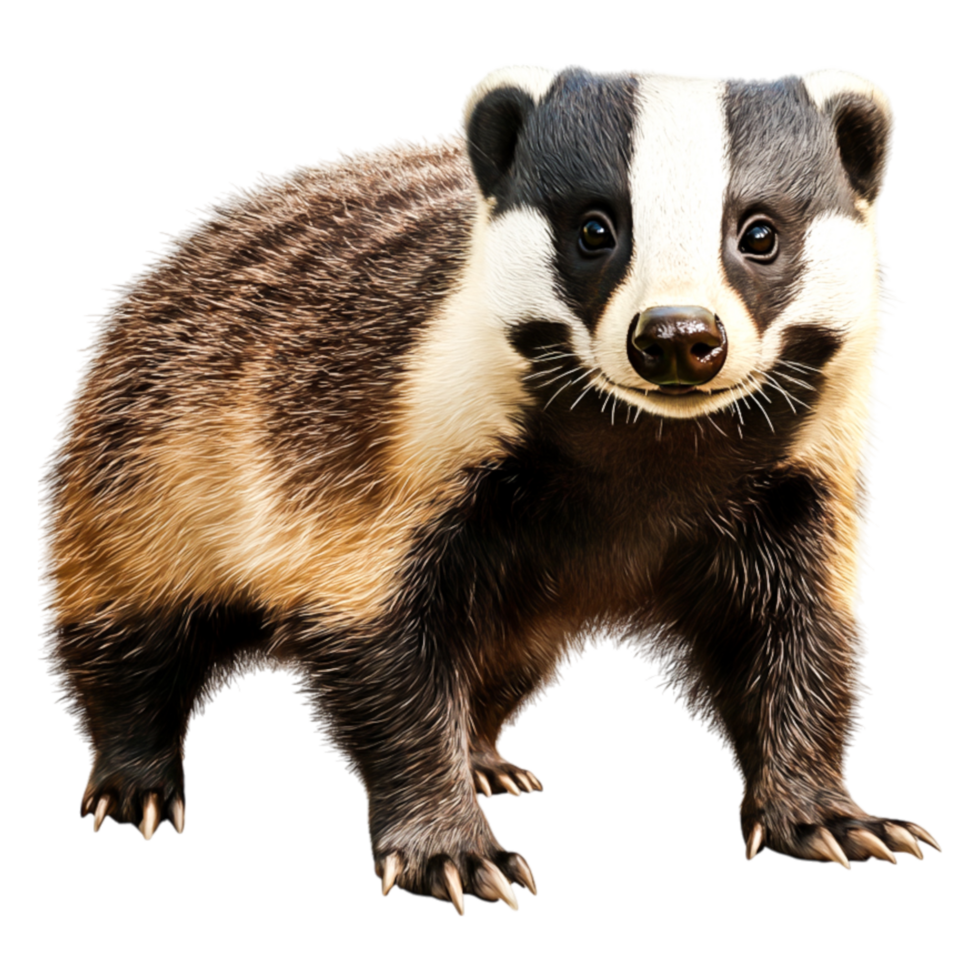 Cute Badger with Striking Coat Posing in Natural Setting png