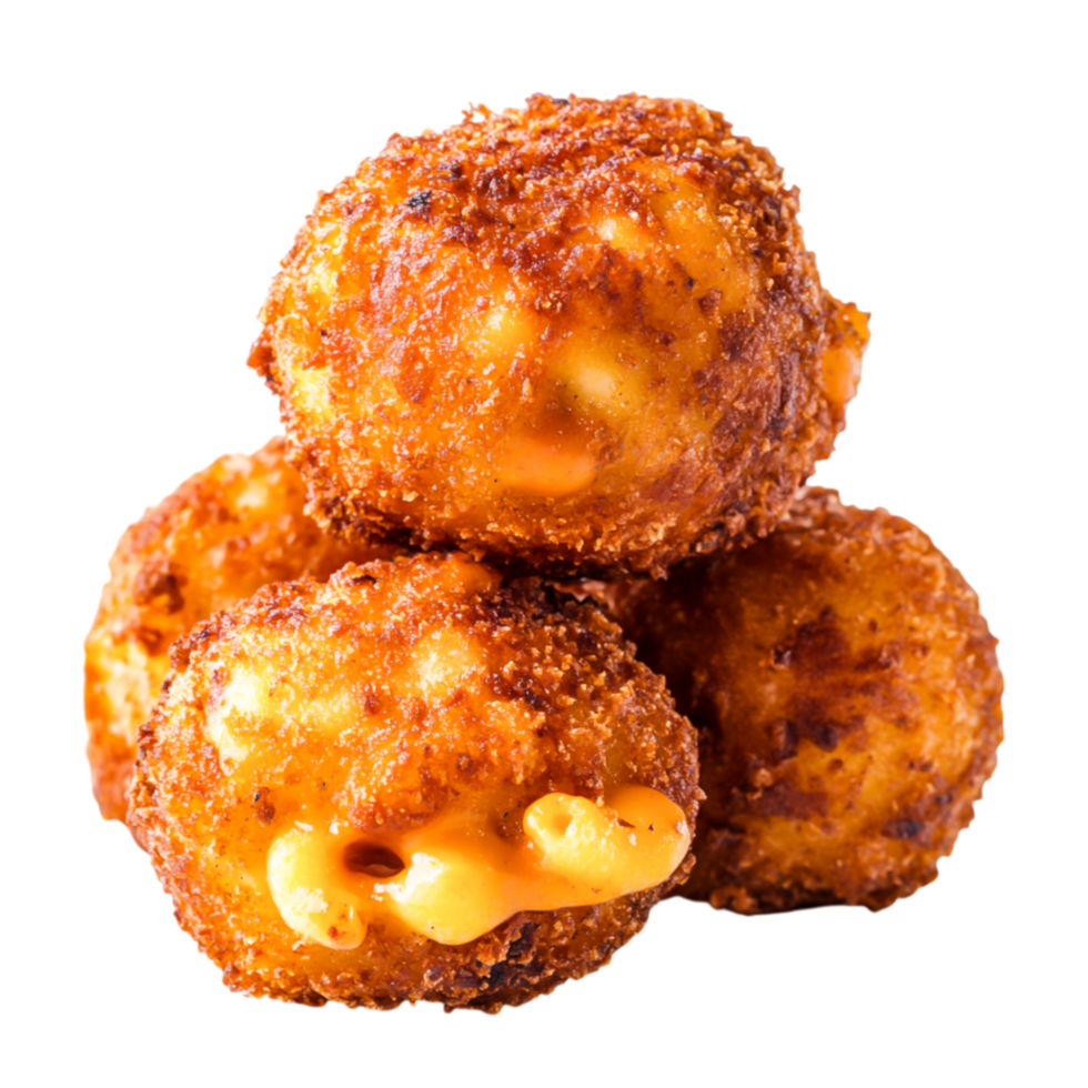 Crispy Fried Cheese Balls with Melted Cheese Filling on png