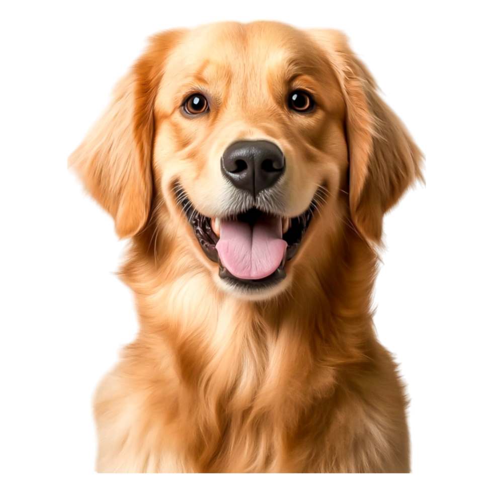 Happy Golden Retriever Smiling with Bright Eyes and Fluffy Fur png