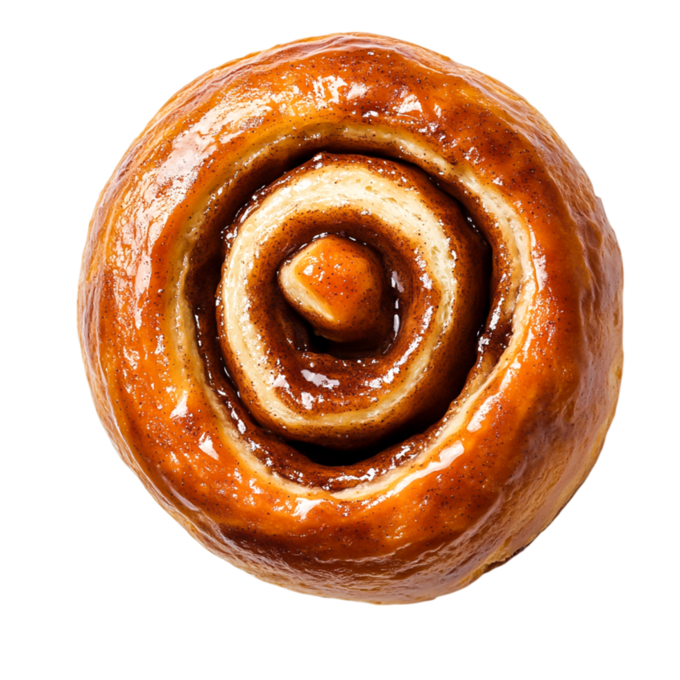 Delicious Cinnamon Roll with Sticky Glaze on Background png