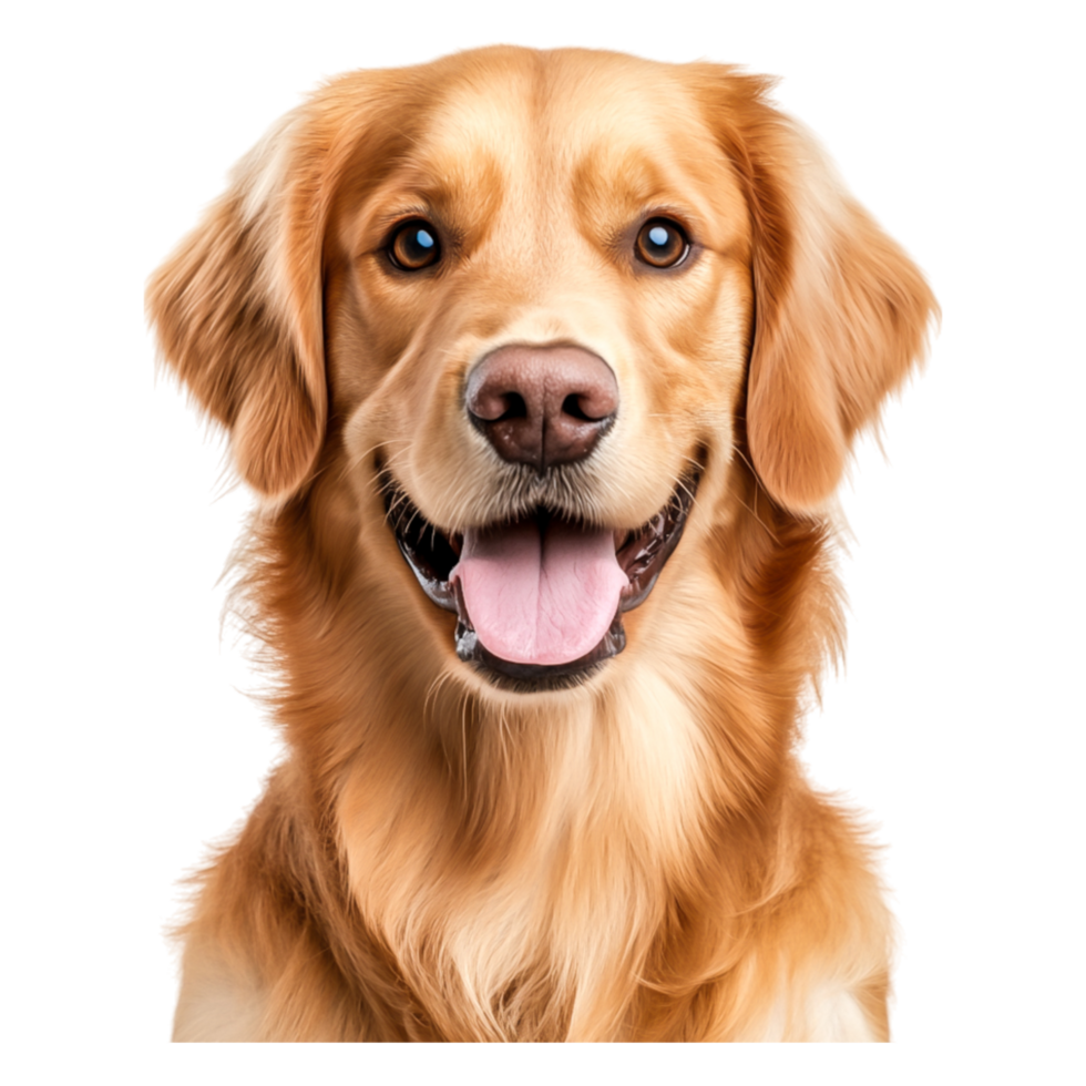 Happy Golden Retriever Dog with Playful Expression and Glossy Fur png