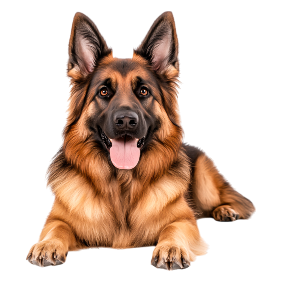 Happy German Shepherd Lying Down with Tongue Out, closeup View png