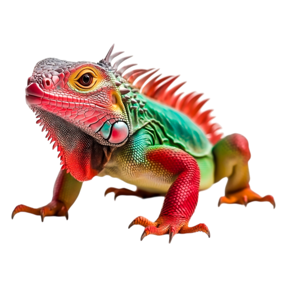 Vividly Colored Lizard Displaying Bright Red and Green Patterns png