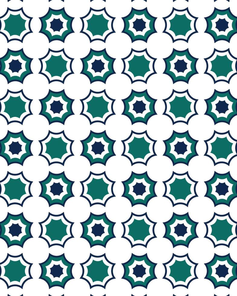 Flower pattern design in the shape of a spider's web in green and navy blue. vector