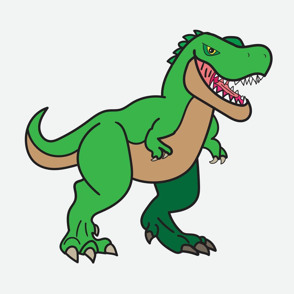 Cute Cartoon T-Rex Dinosaur with white Background vector