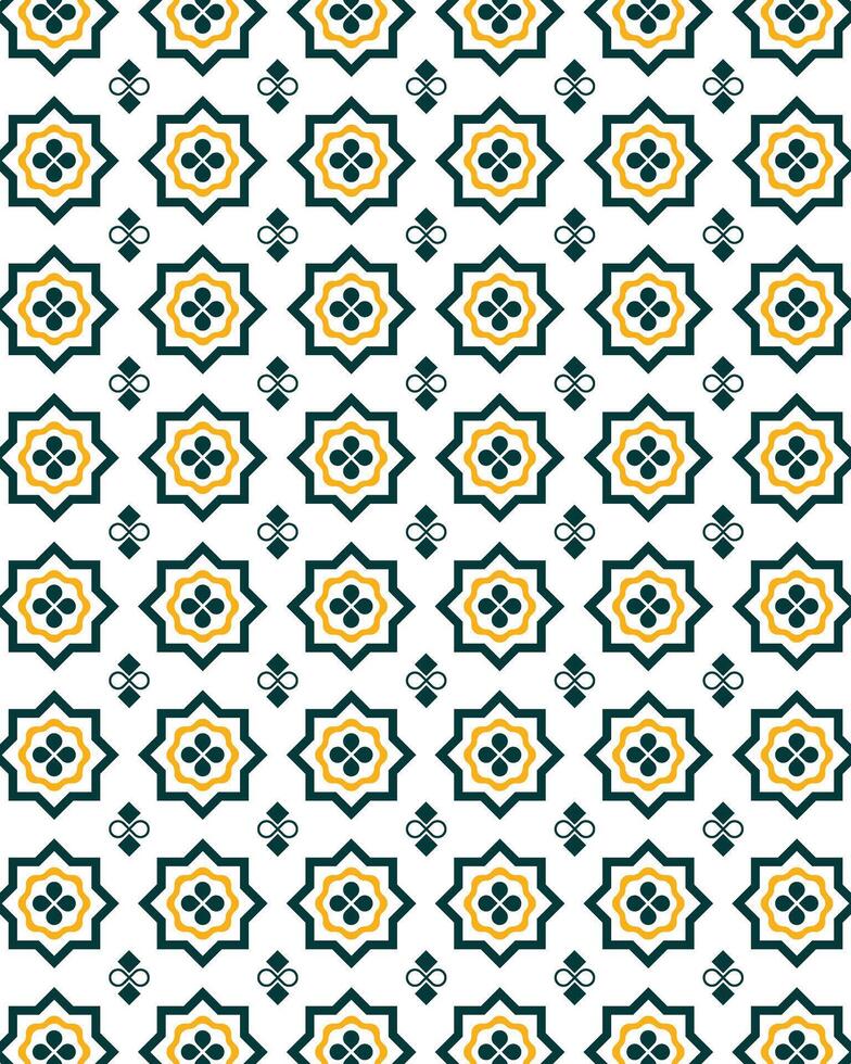 Yellow and green Islamic hexagon ornament pattern design. vector