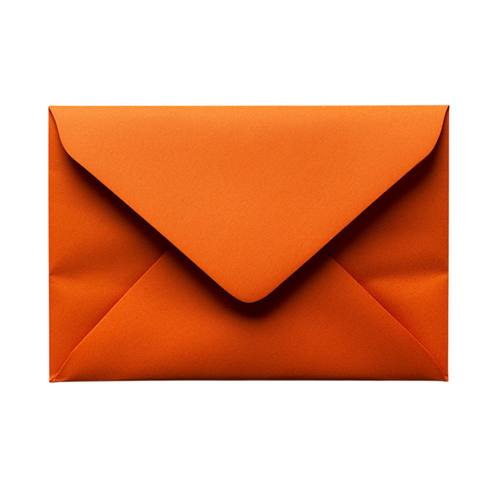 Neatly folded orange envelope with a sleek design symbolizing communication and the simple elegance of written messages png