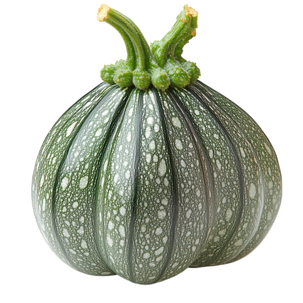 Round light green zucchini with a speckled pattern and curled stems sits beautifully making it a unique and versatile vegetable used in soups salads and hearty cooked dishes png