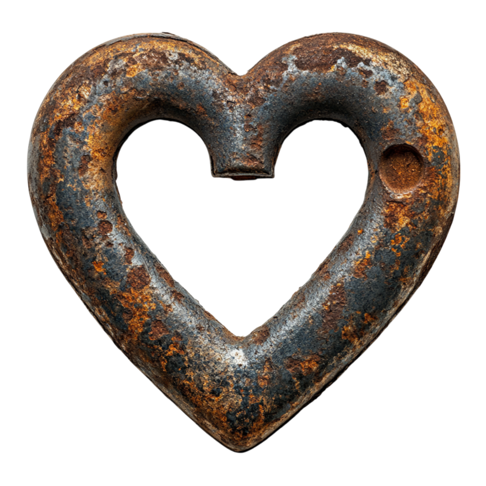 Rusty heartshaped metal lock with an aged surface symbolizing history and the timeless sentiment of love and devotion png