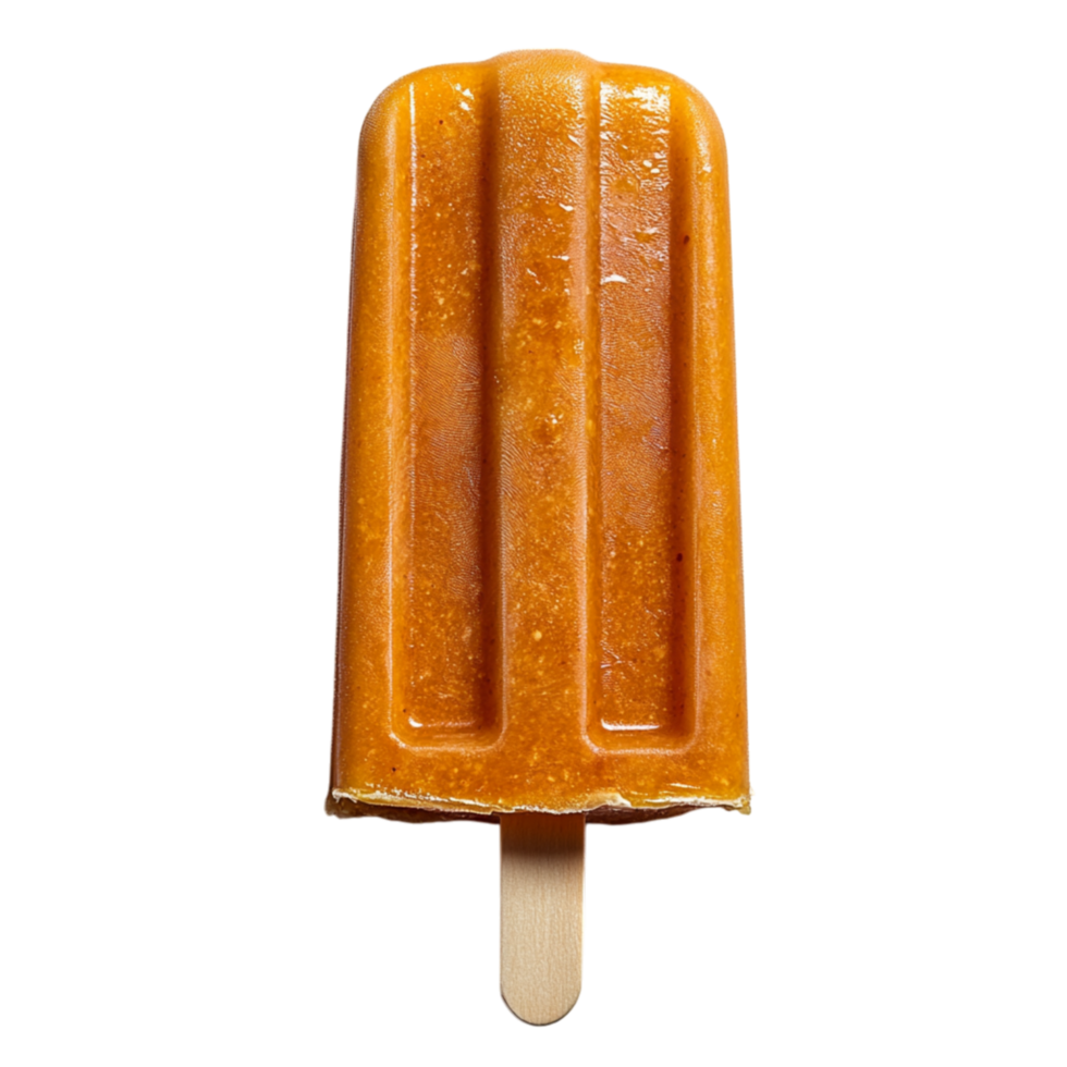 Frozen caramel popsicle with a smooth texture symbolizing refreshment and the sweet indulgence of icy summer treats png