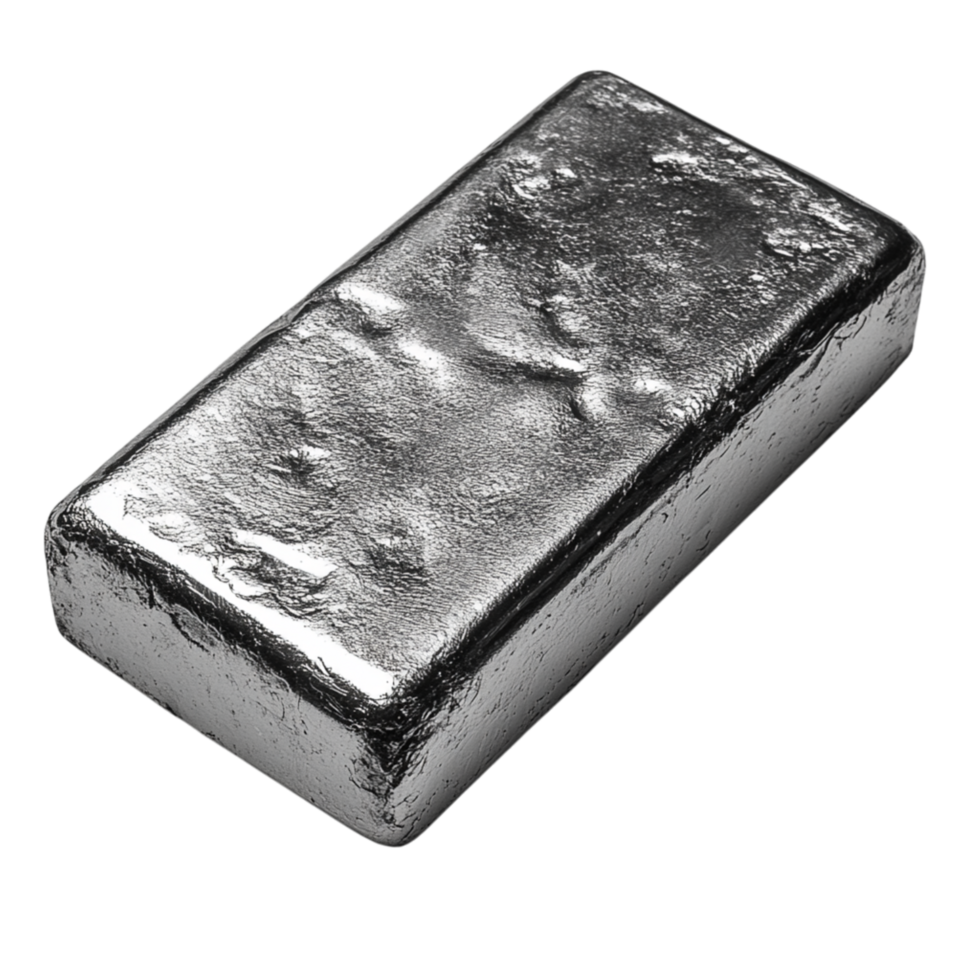 A gleaming silver bar with a smooth metallic surface symbolizing value and the timeless strength of precious industrial metals png