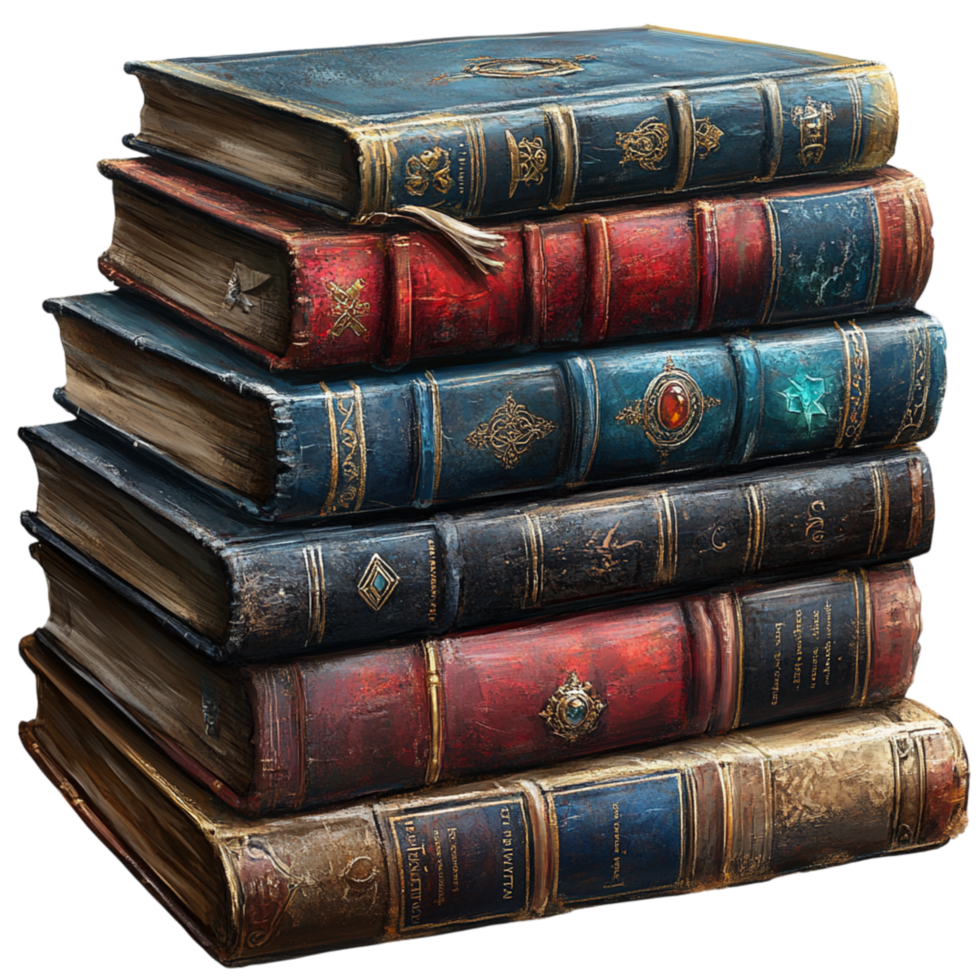 Antique books symbolizing timeless wisdom literary treasures and a collection filled with endless knowledge png