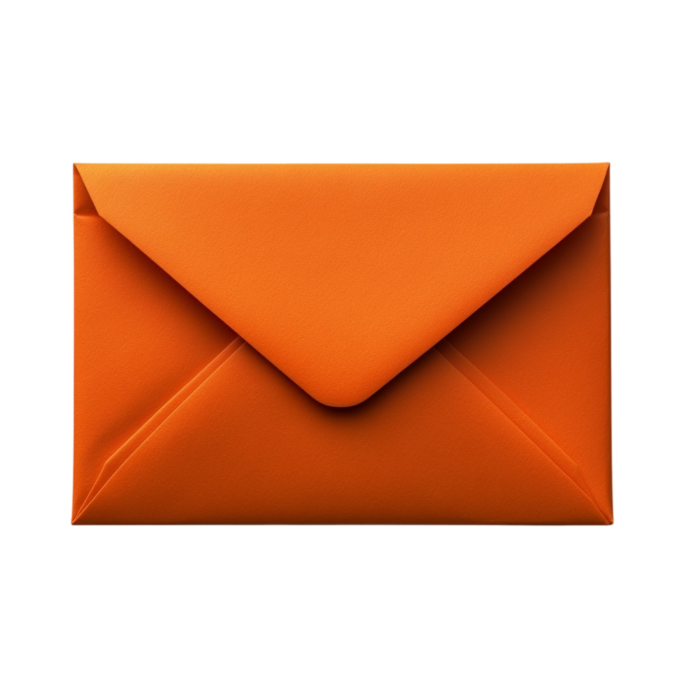 Sealed orange envelope with clean lines representing communication elegance and organized correspondence png