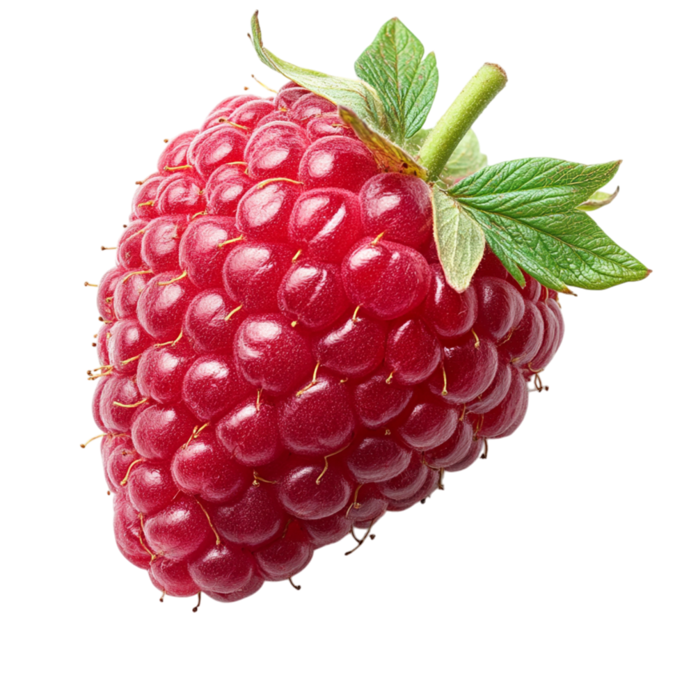 Fresh raspberry with a plump texture and rich red hue embodying natures sweetness and wholesome flavor png