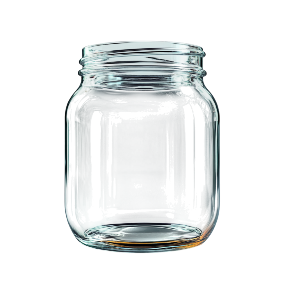 empty glass jar with a simple design and smooth finish symbolizing clarity sustainability and the practical usefulness of reusable containers png