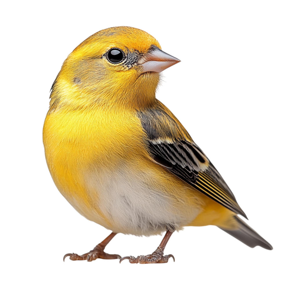 Small bright yellow bird with delicate feathers and a sharp beak symbolizes freedom vibrance and the cheerful melodies of natures winged creatures png