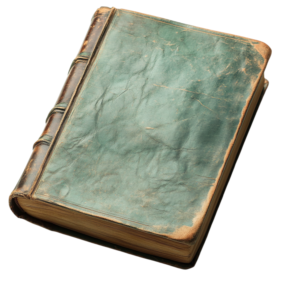 Antique book with a worn leather cover and softly tattered pages representing wisdom history and the timeless charm of treasured literature holding stories knowledge and secrets from the past png