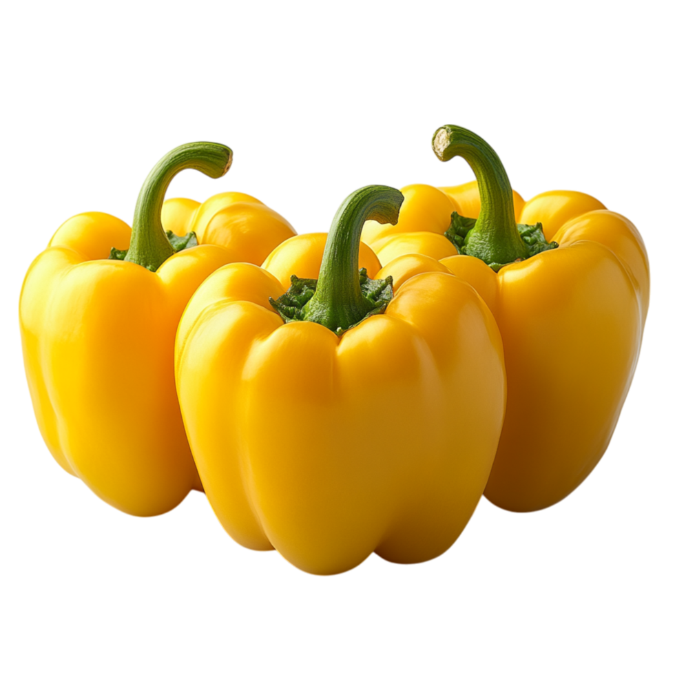 Cluster of yellow bell peppers with a glossy surface symbolizing nutrition vibrancy and the crisp refreshing taste that enhances meals with natural goodness png