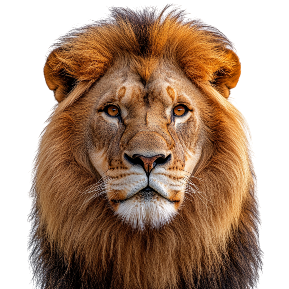 Majestic lion with a golden mane symbolizes courage and the nobility of the wild png