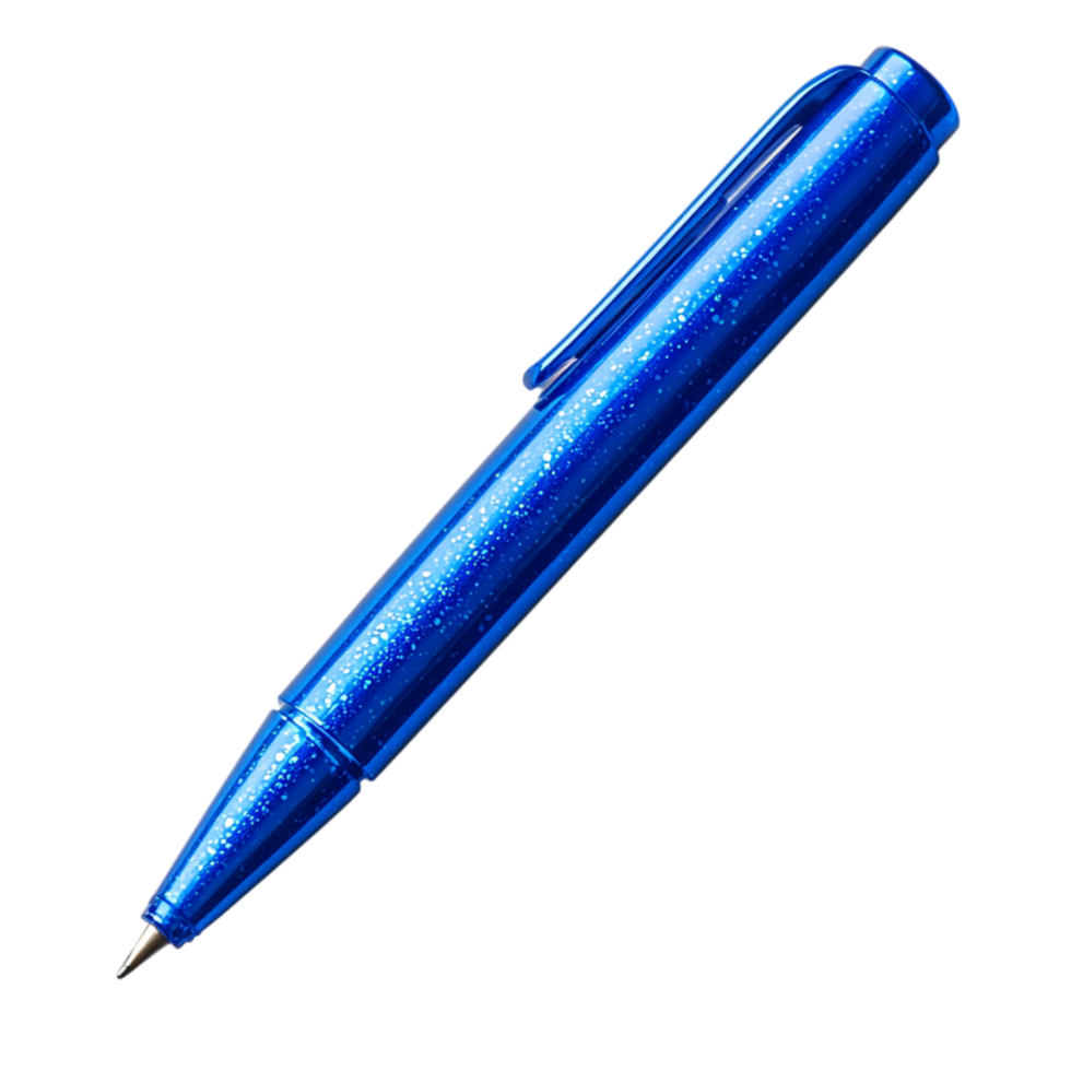 Shiny metallic blue ballpoint pen symbolizing writing creativity and the essential tool for recording thoughts signing documents and expressing ideas on paper png