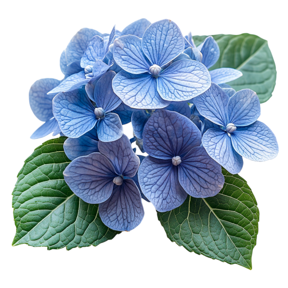 Blue hydrangea flowers with delicate petals symbolizing elegance serenity and the natural beauty of ornamental plants admired in gardens and floral arrangements png