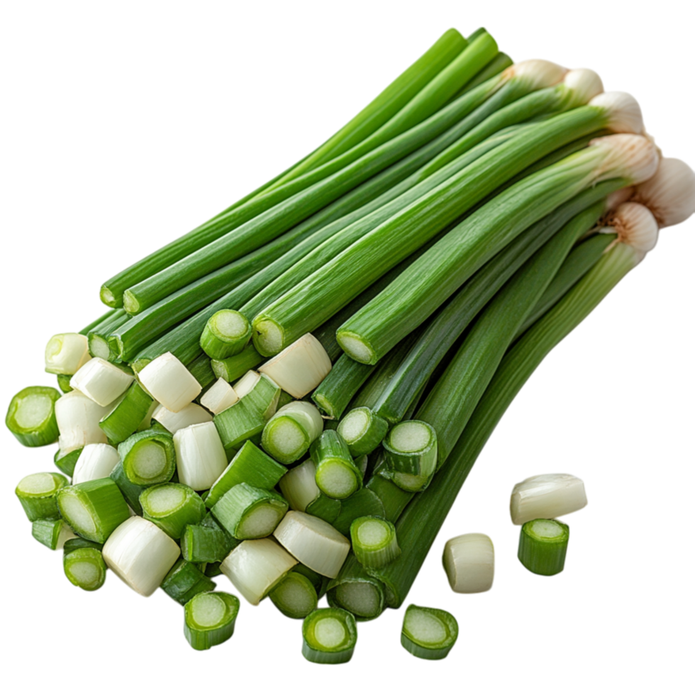 Fresh green onions with long stalks and white bulbs symbolizing flavor and the crisp taste of essential cooking ingredients png
