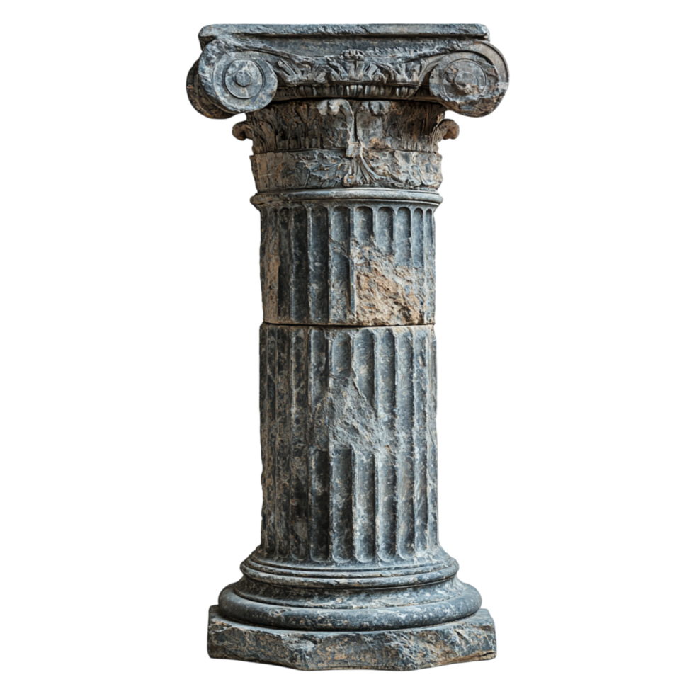 Ancient stone column with intricate carvings and a sturdy cylindrical structure represents history and the architectural grandeur of classical civilizations png