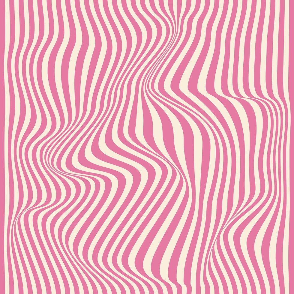 Distorted lines square background. Groovy color lines abstract background. Trendy psychedelic retro style backdrop. Twisted distorted texture. Y2k aesthetic design vector