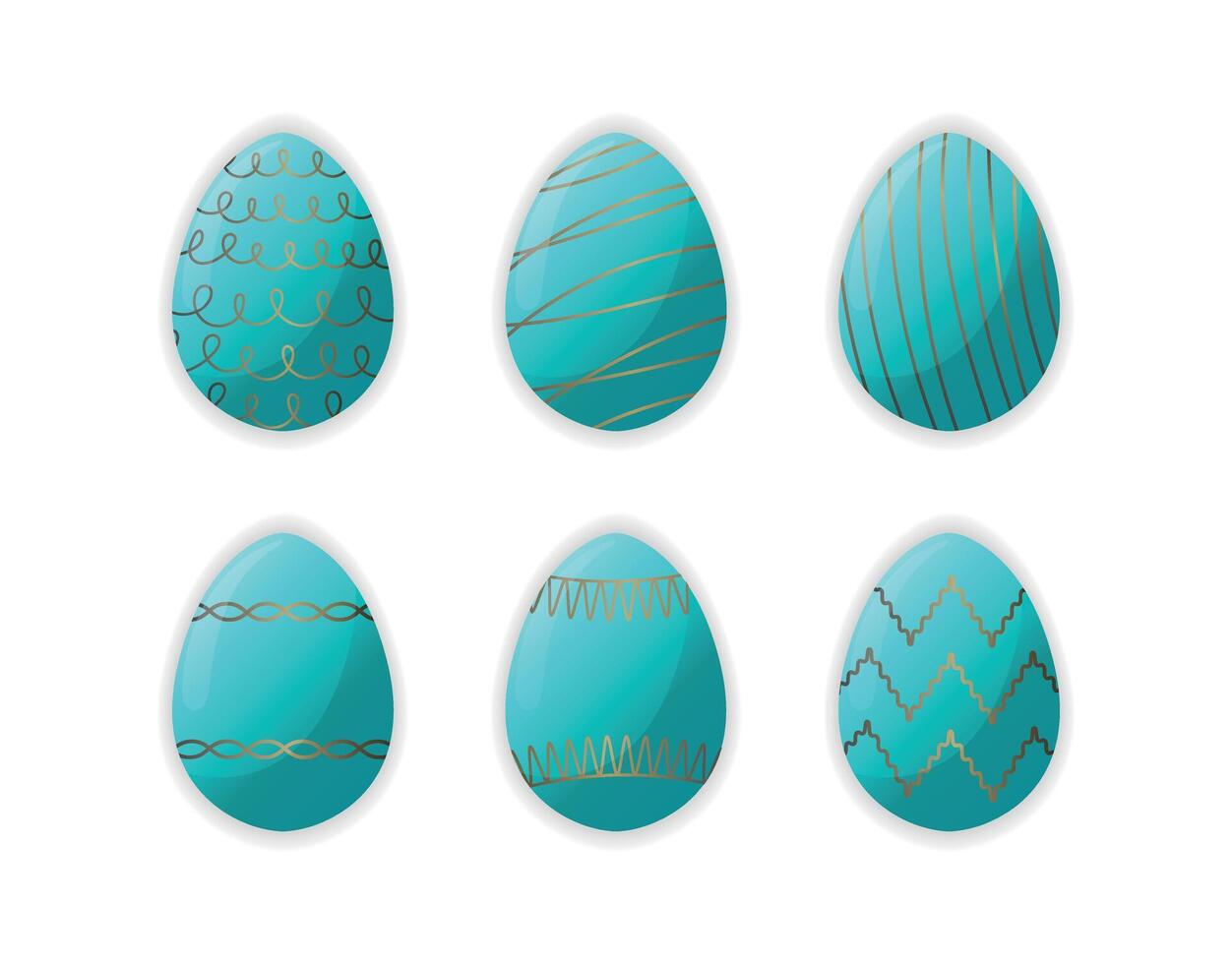 Elegant Turquoise Easter Egg Set vector
