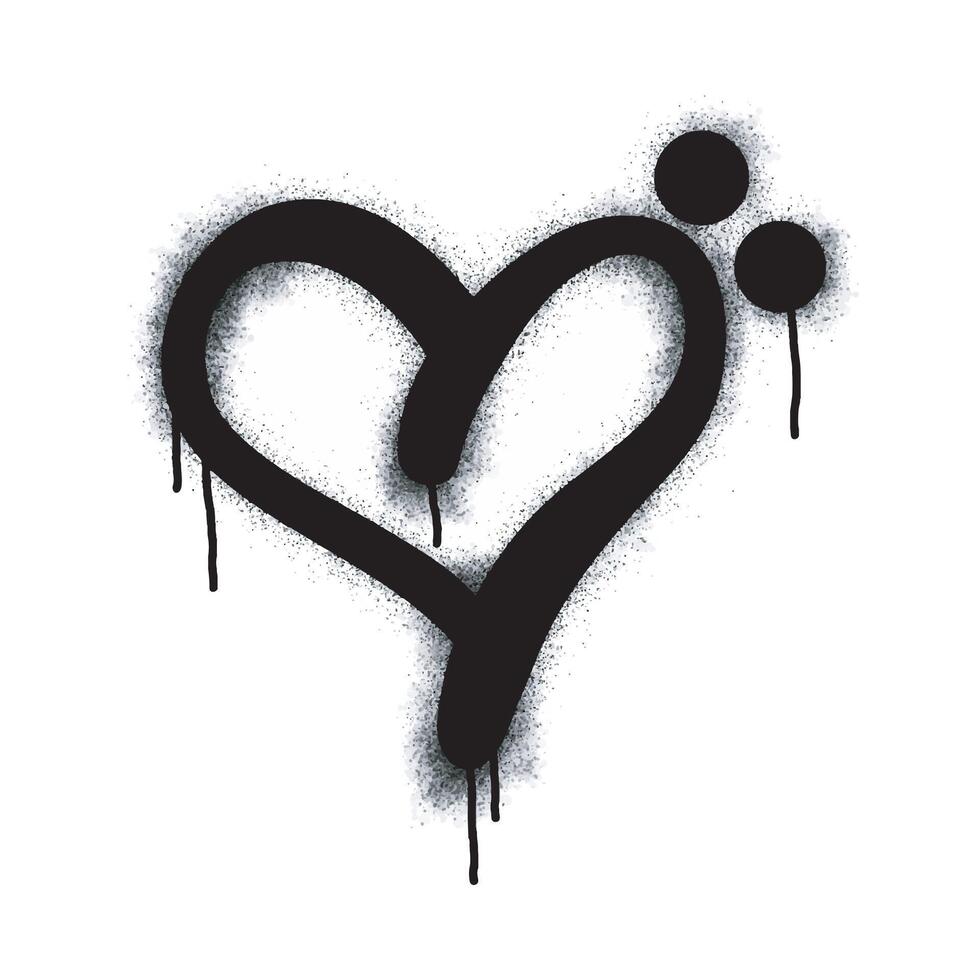 Spray painted Graffiti heart icon Sprayed Word isolated on white background. graffiti font love icon with overspray in black on white.Graffiti style vector