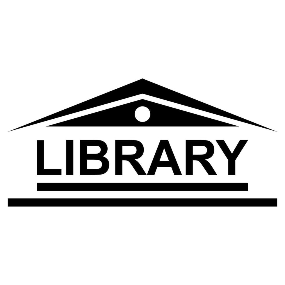 Library logo, book reading education learning for knowledge vector