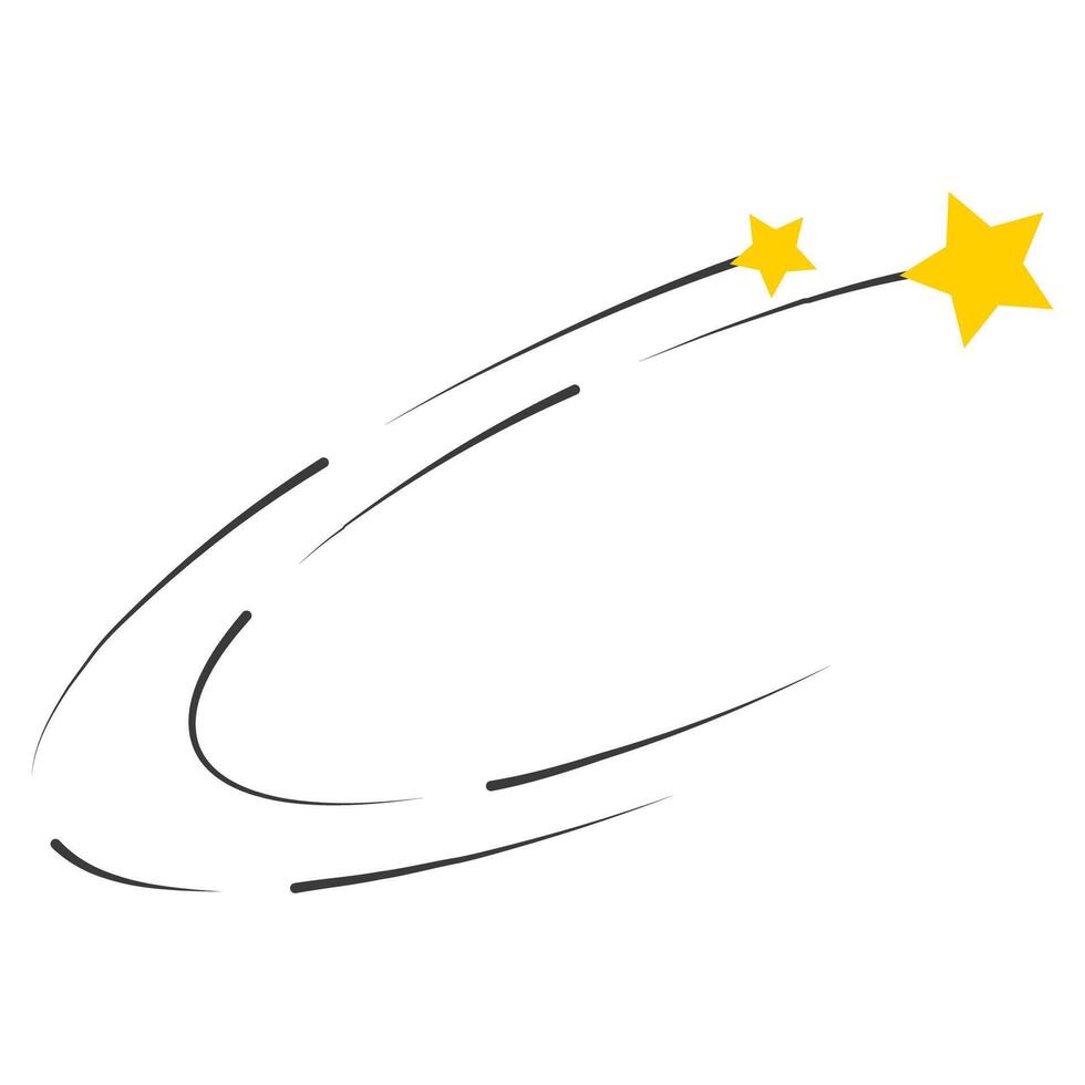 Two yellow stars, Two Shooting Stars with Curved Trails vector
