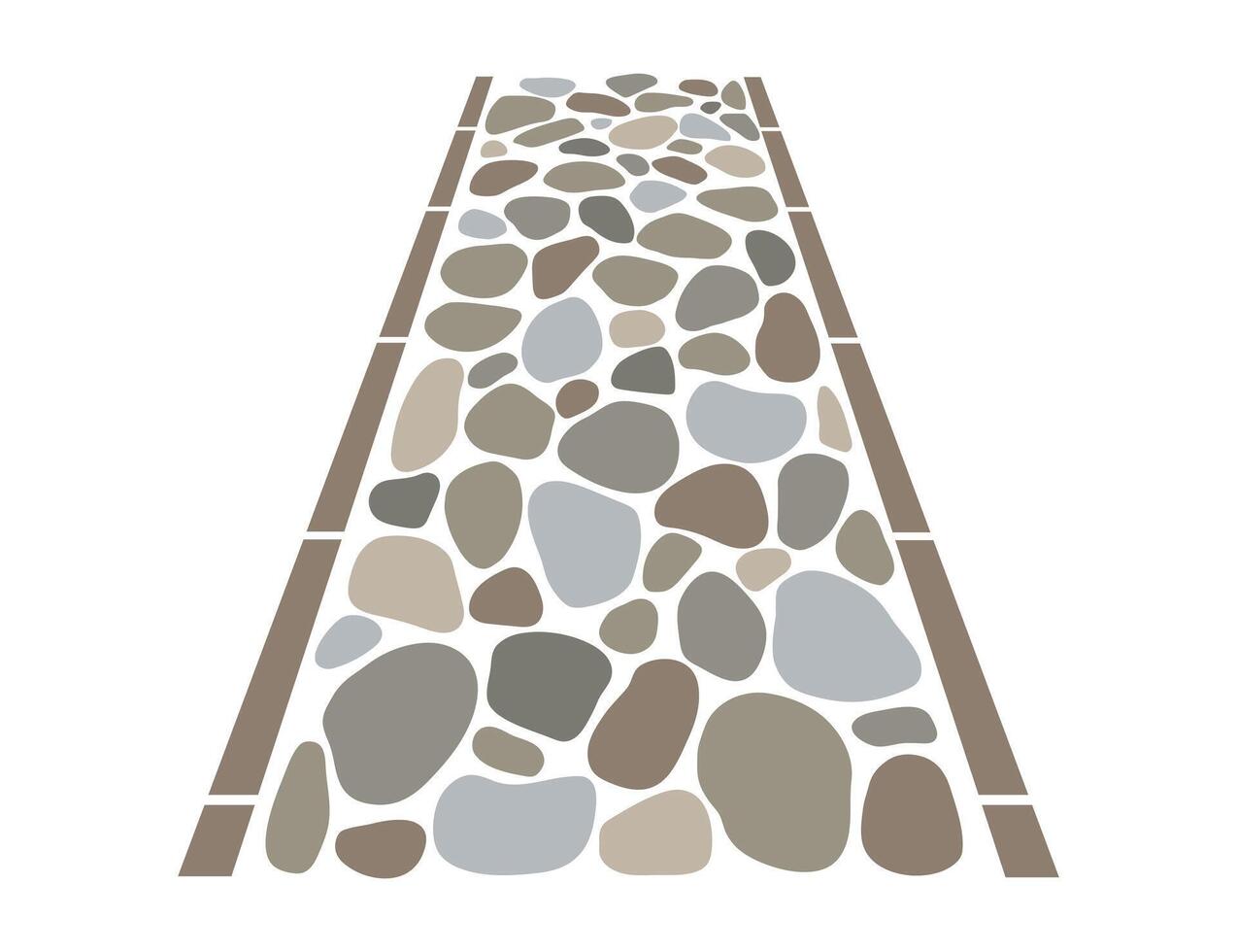 Garden road, irregular stone texture. sidewalk, old gravel cobblestone path vector