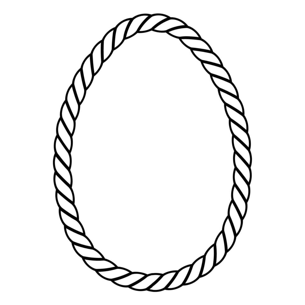 Egg line drawing, egg contours shape rope frame vector