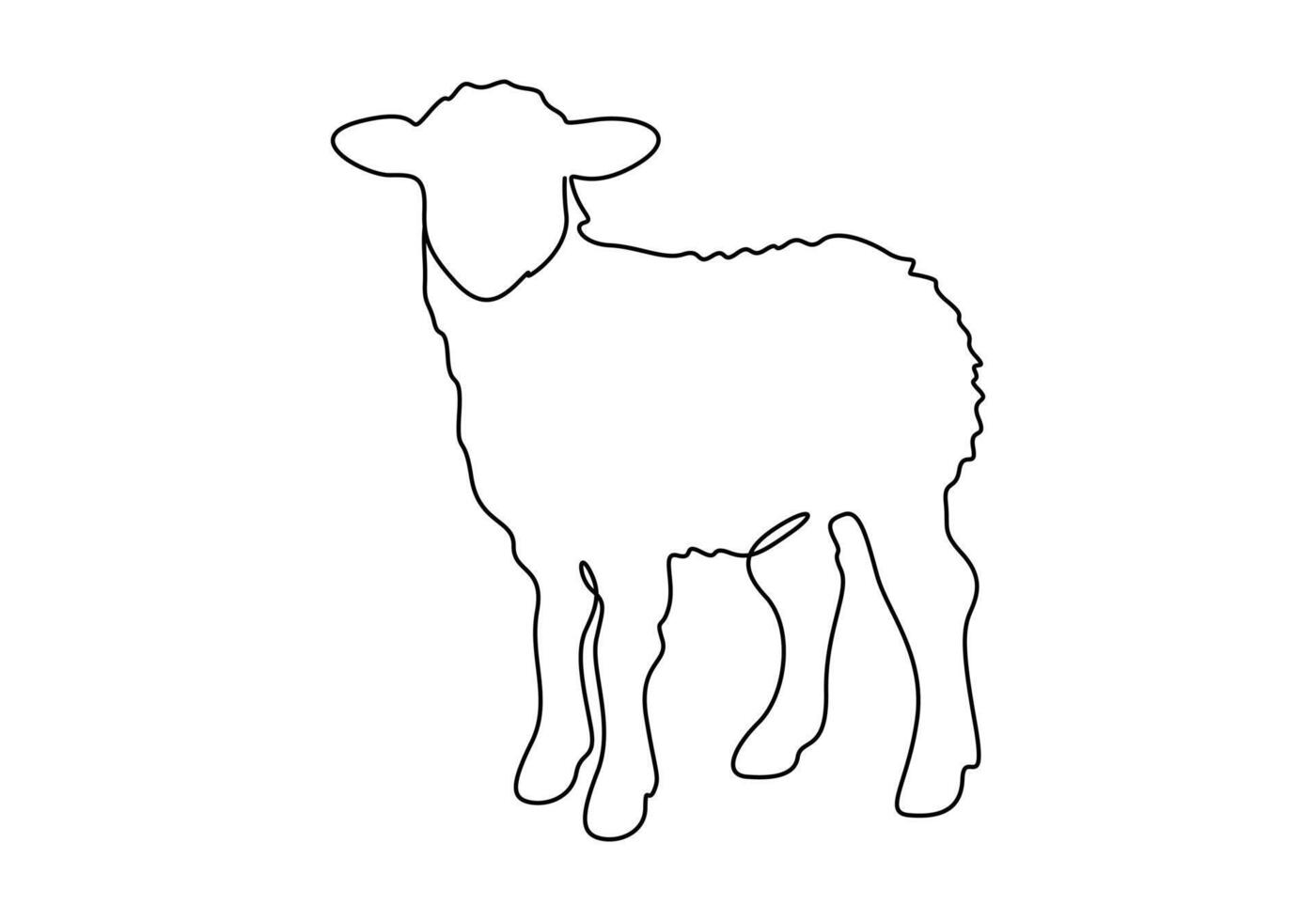 Sheep continuous one line drawing graphic illustration vector