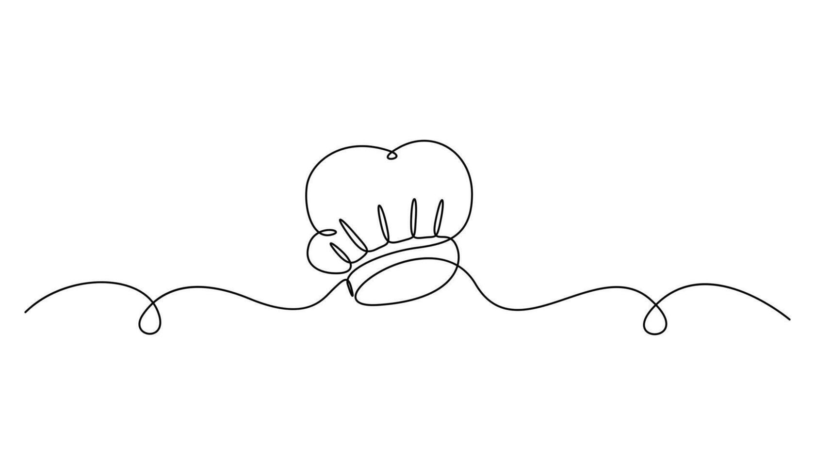 Continuous one line drawing of chef hat. Graphic illustration vector